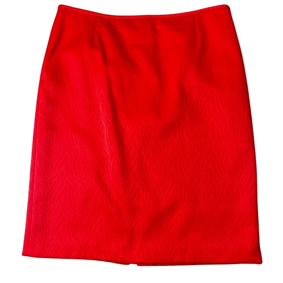 Preston & York Textured Print Red A-Line Knee Length Slit Skirt Women Size 12 - Picture 4 of 10